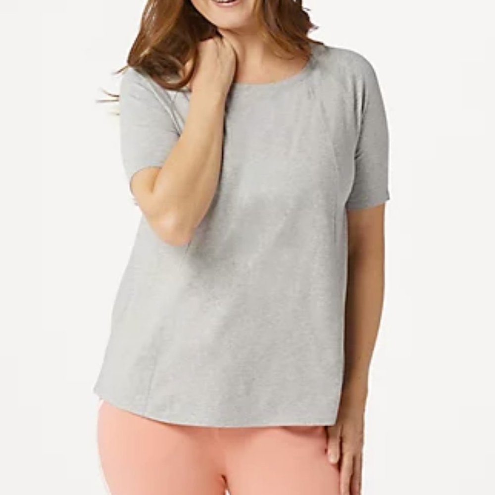 AnyBody Cozy Knit Short-Sleeve Swing Top  10802